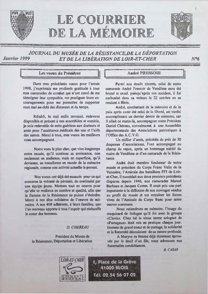 Bulletin de la Mémoire janvier 1999