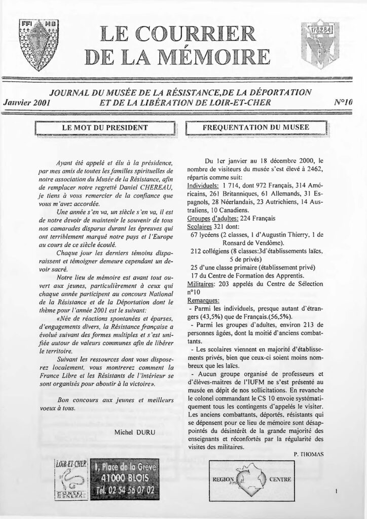 Bulletin de la Mémoire janvier 2001
