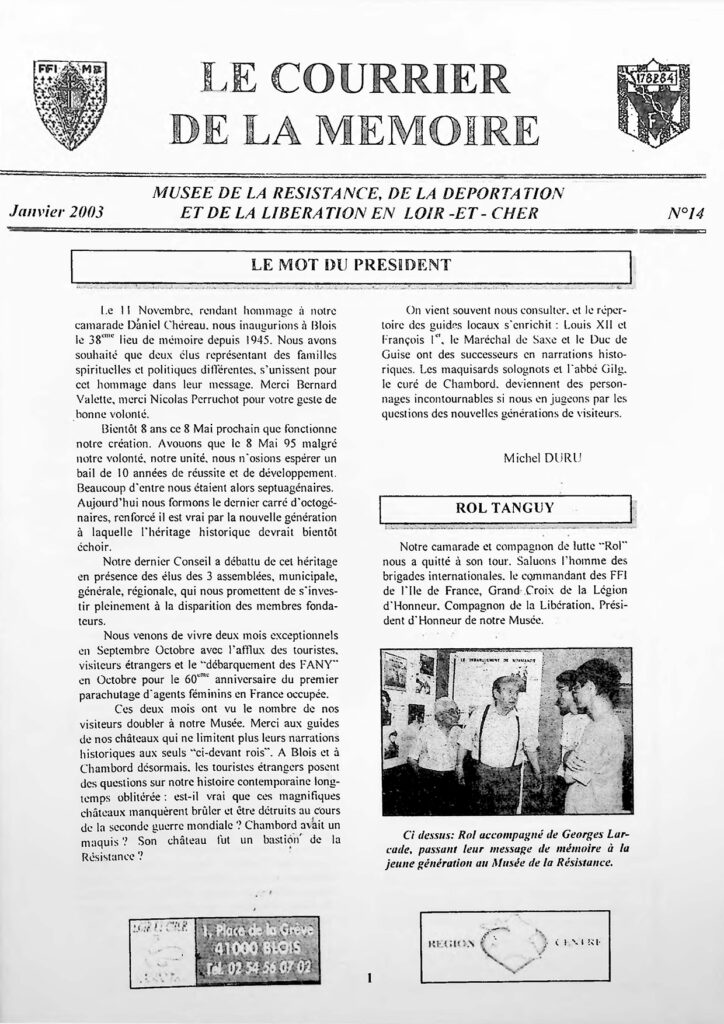 Bulletin de la Mémoire janvier 2003