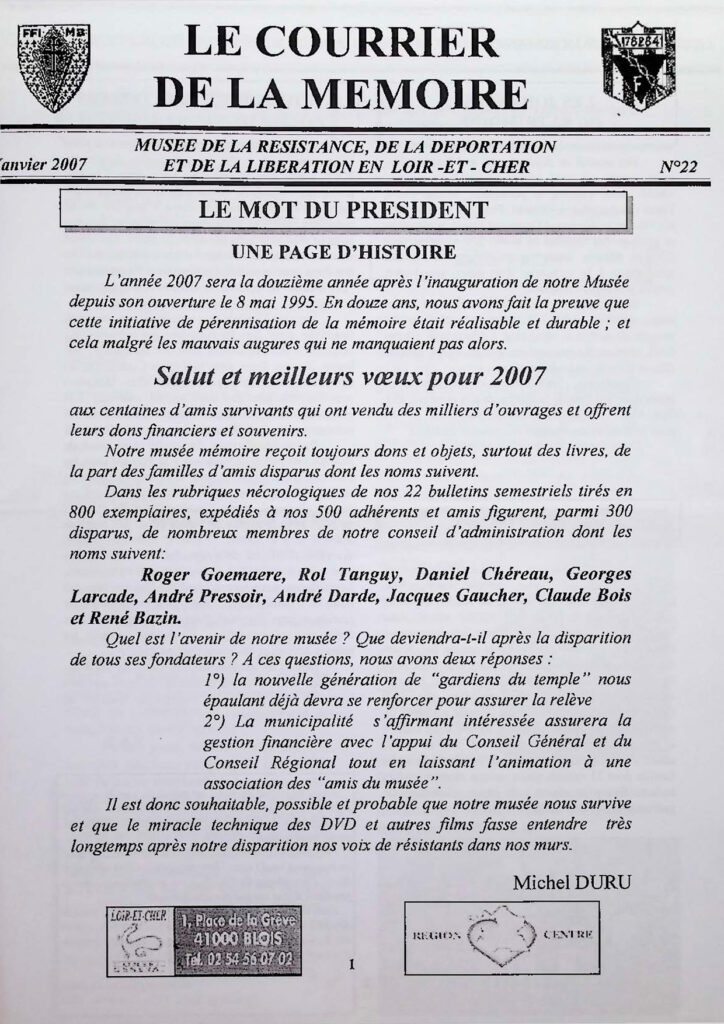 Bulletin de la Mémoire janvier 2007