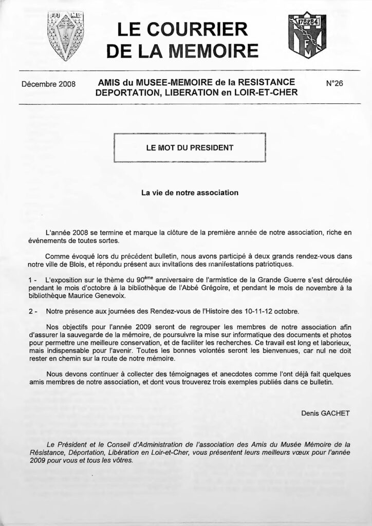 Bulletin de la Mémoire décembre 2008