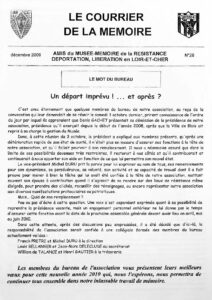 Bulletin de la Mémoire décembre 2009