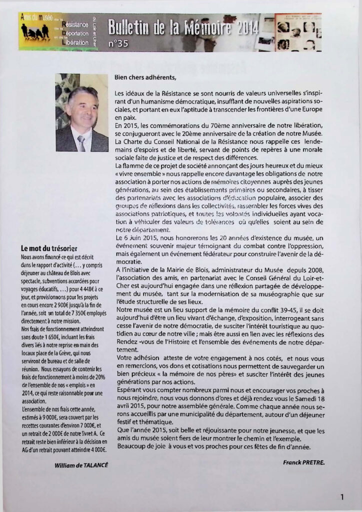 Bulletin de la Mémoire janvier 2015