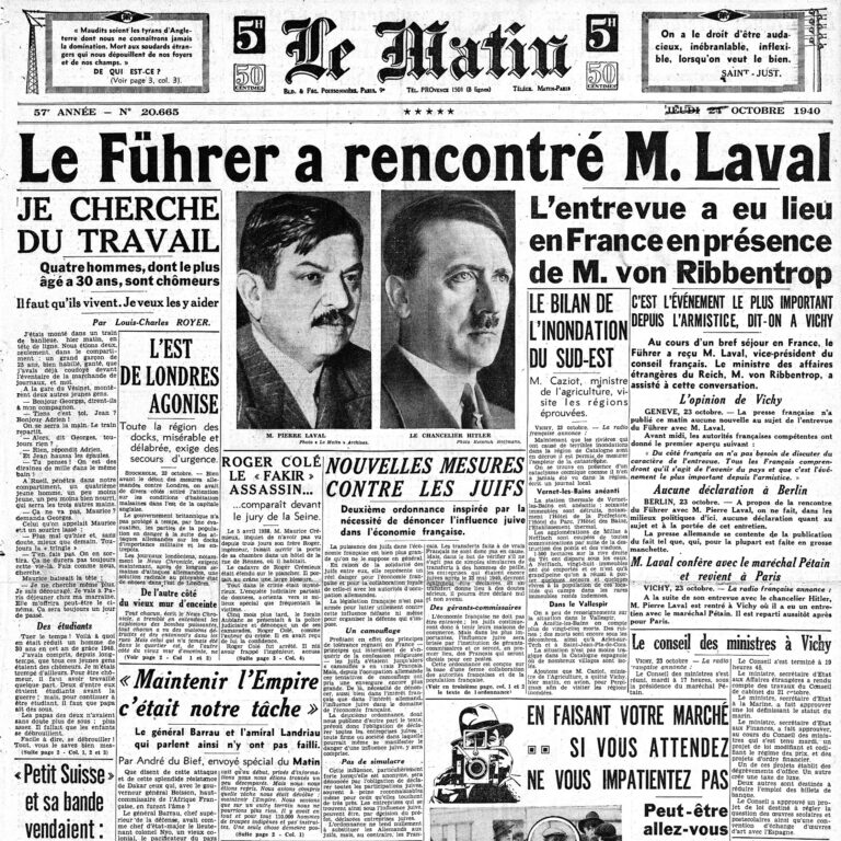 22 octobre 1940 : rencontre Pétain - Laval à Montoire.