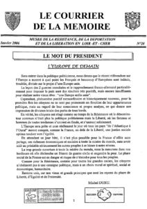 Bulletin de la Mémoire janvier 2006