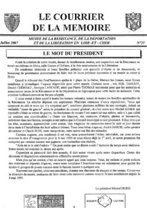 Bulletin de la Mémoire juillet 2007